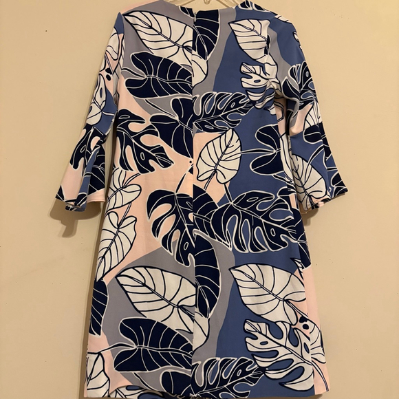 Women's Eva Mendes New York & Company Blue Pink Leaf Print Mini Dress XS - Picture 15 of 15